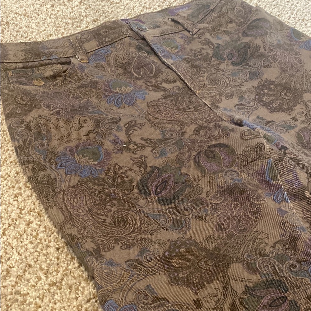Gloria Vanderbilt Amanda Jeans - Brown & Blue Paisley Style#D42692ABP-SMT Size 8
